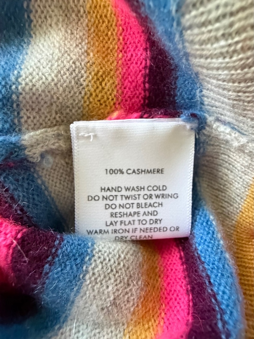 White + Warren CASHMERE COLORFUL STRIPED TURTLENECK M - Picture 7 of 8